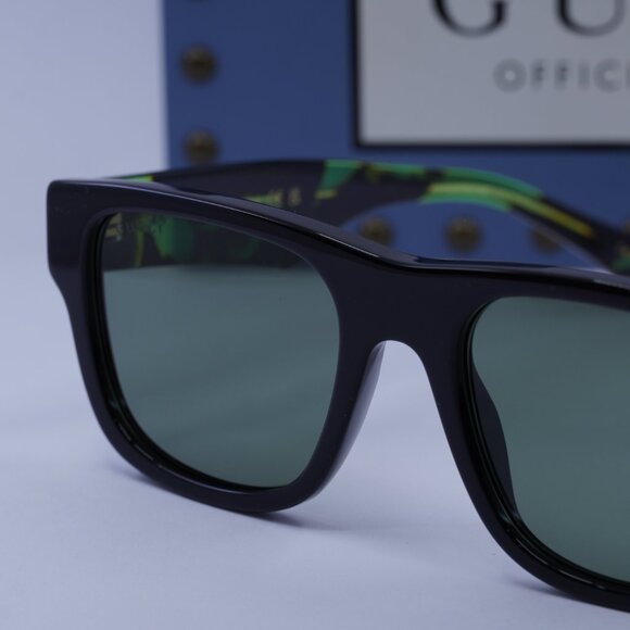 Gucci GG1427S 005 Square Sunglasses - Black/Green Havana/Green - Picture 5 of 12